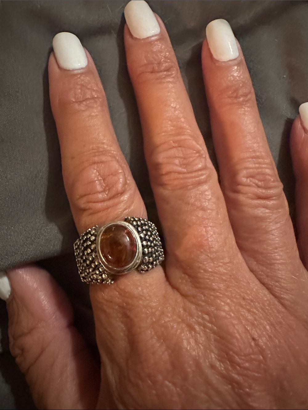 Sterling Silver amber Gemstone Statement Ring silpada